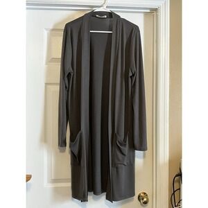 Women's PLUS Size 1X Long Charcoal Gray Cardigan, Women's Plus Size, Lightweight